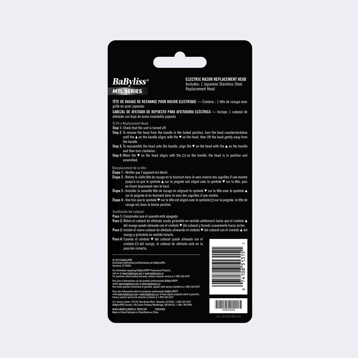 BaByliss&reg; MTL Series Electric Razor Replacement Head, , large 2