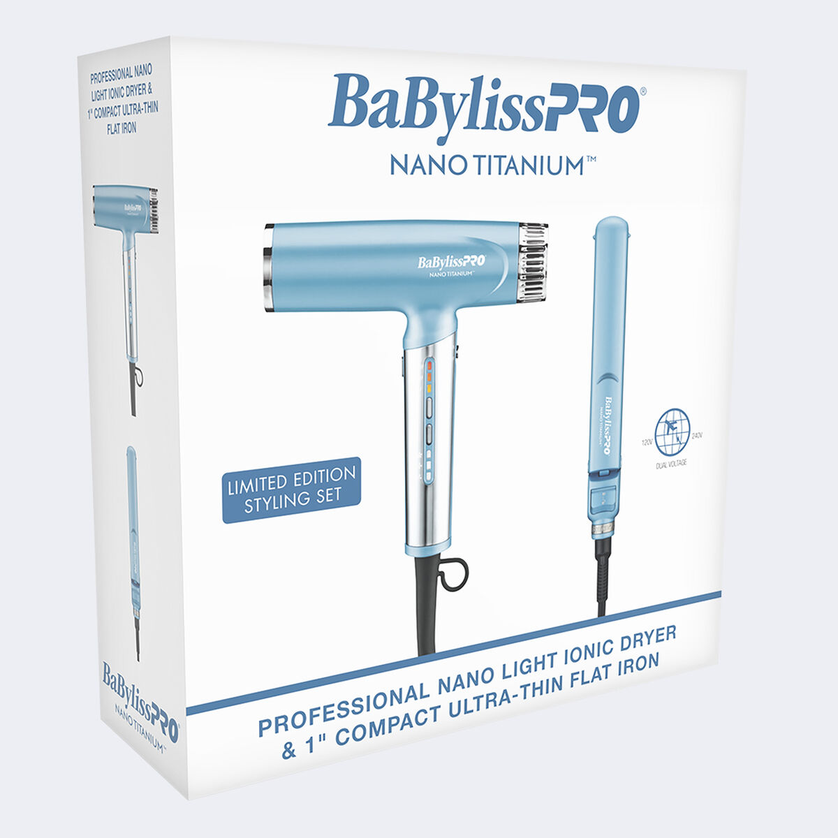 BaBylissPRO&reg; Nano Titanium&trade; Limited Edition Professional Nano Light Dryer & 1" Compact Ultra-Thin Flat Iron Prepack, , hi-res 3