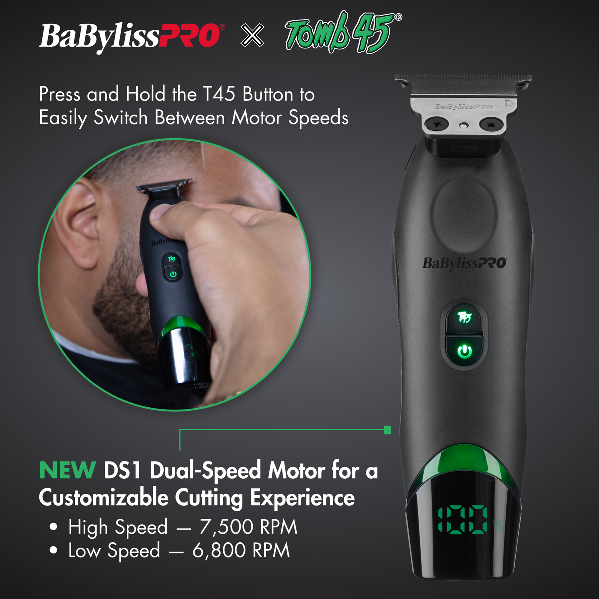 BaBylissPRO&reg; x Tomb45&reg; Wireless-Charging Trimmer, , hi-res 3