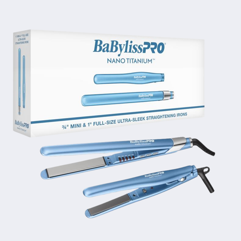 BaBylissPRO&reg; Nano Titanium&trade; 1" Ultra-Sleek Flat Iron & 3/4" Ultra-Sleek Straightener Prepack, , hi-res