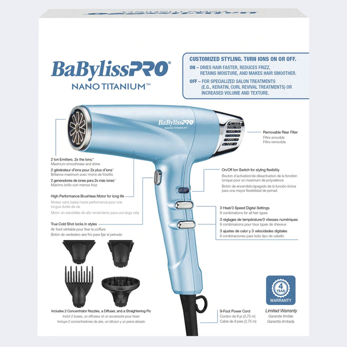 BaBylissPRO&reg; Nano Titanium&trade; Professional High-Speed Dual Ionic Dryer, , hi-res 12