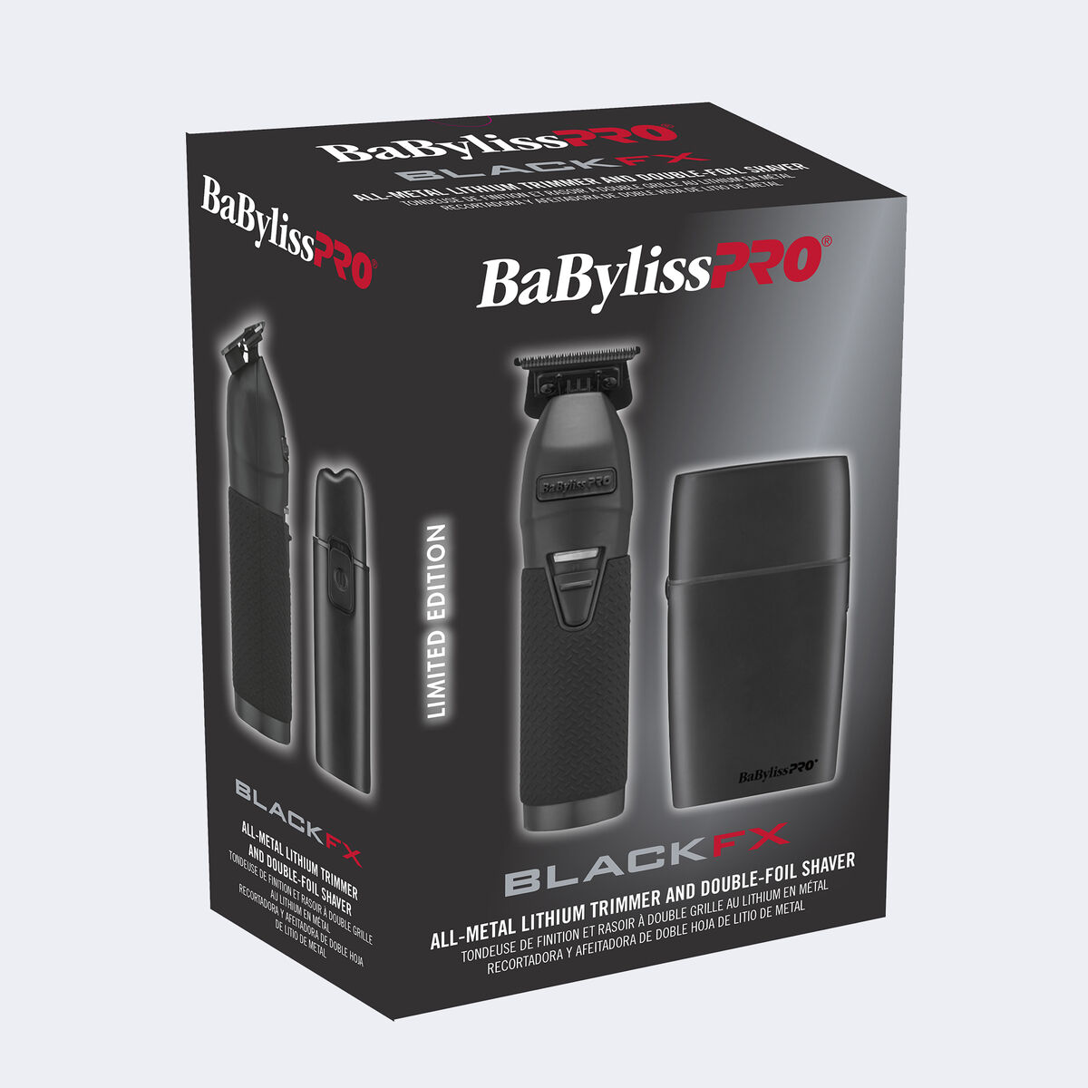 BaBylissPRO&reg; BlackFX All-Metal Trimmer & Double-Foil Shaver Prepack, , hi-res 4