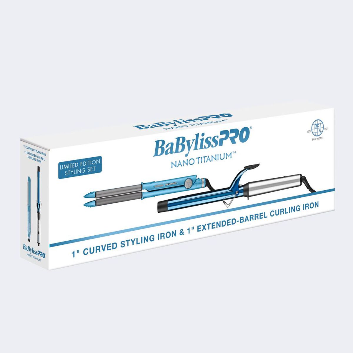 BaBylissPRO&reg; Nano Titanium&trade; 1" Extended-Barrel Curling Iron & 1" Curved Styling Iron Limited Edition Gift Set, , hi-res 2