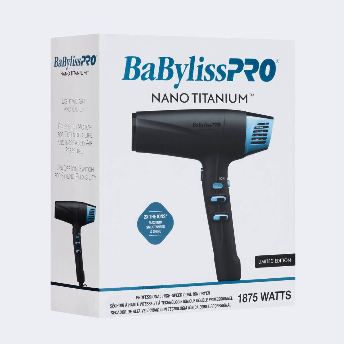 BaBylissPRO&reg; Nano Titanium&trade; Limited Edition Black & Blue Professional High-Speed Dual Ionic Dryer, , hi-res 5