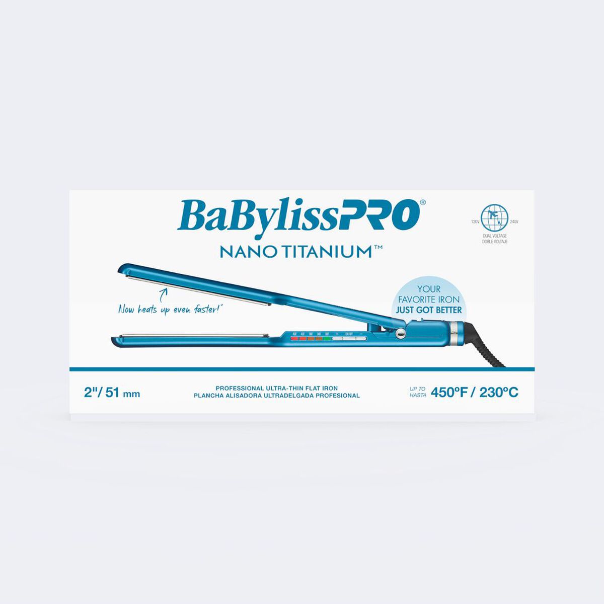 BaBylissPRO&reg; Nano Titanium&trade; 2" Digital Ultra-Thin Flat Iron, , hi-res 2