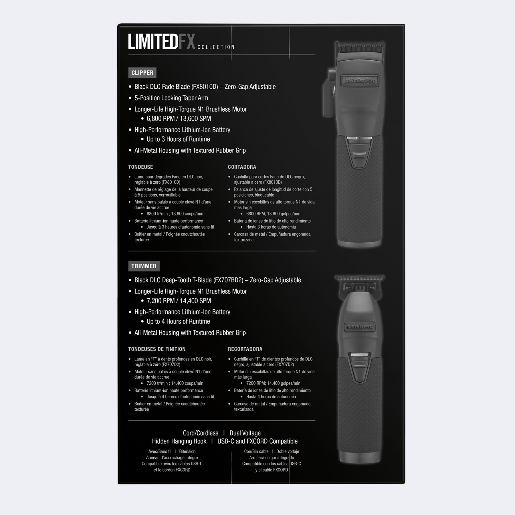 BlackFX+ All-Metal Clipper & Trimmer Prepack | BaBylissPRO