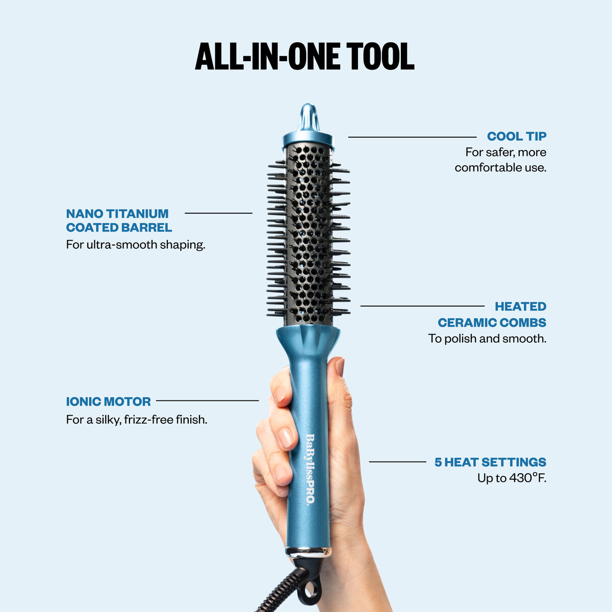 BaBylissPRO&reg; Nano Titanium&trade; Ionic Styling Thermal Round Brush, , hi-res 5