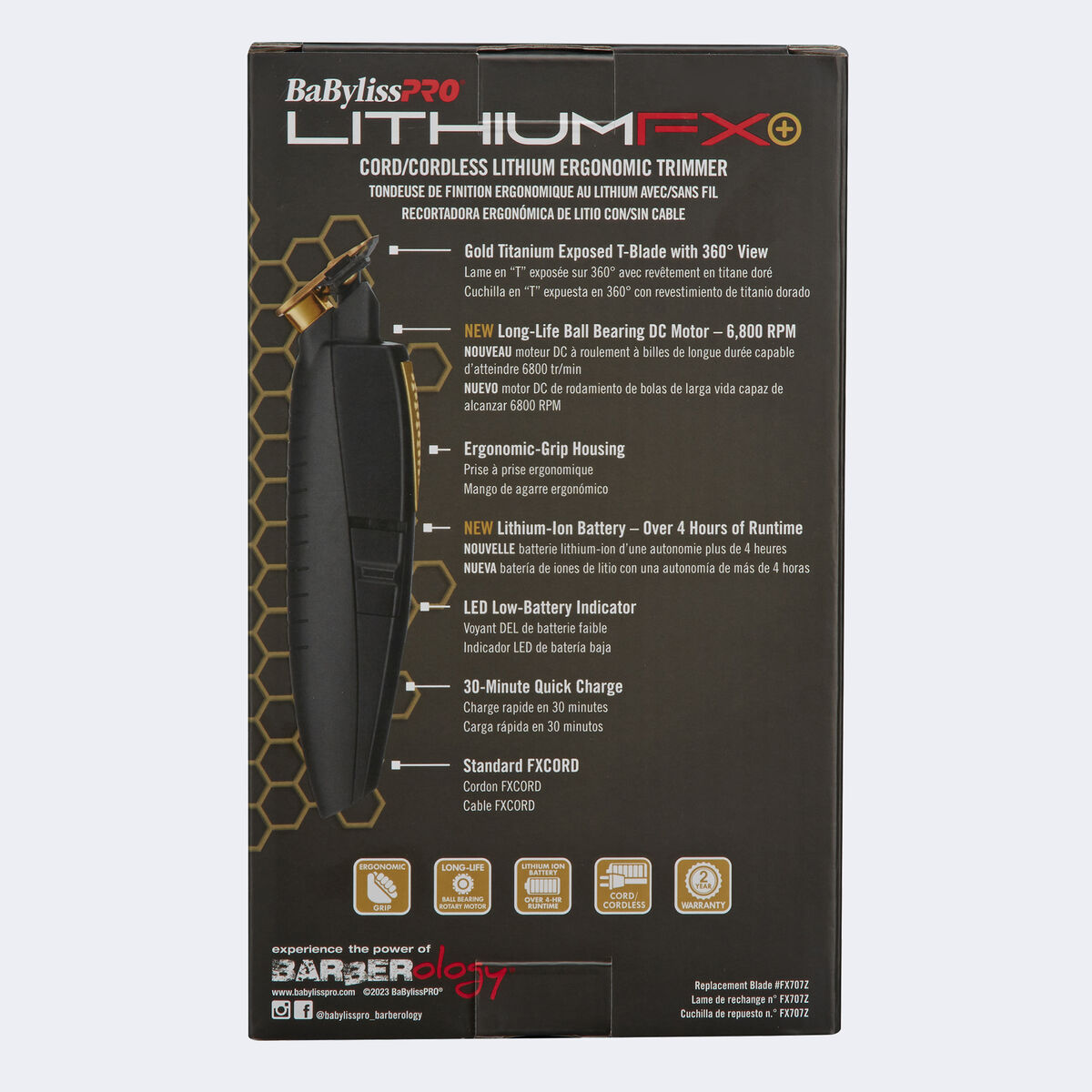 BaBylissPRO&reg; LithiumFX Cord/Cordless Lithium Ergonomic Trimmer, , hi-res 4