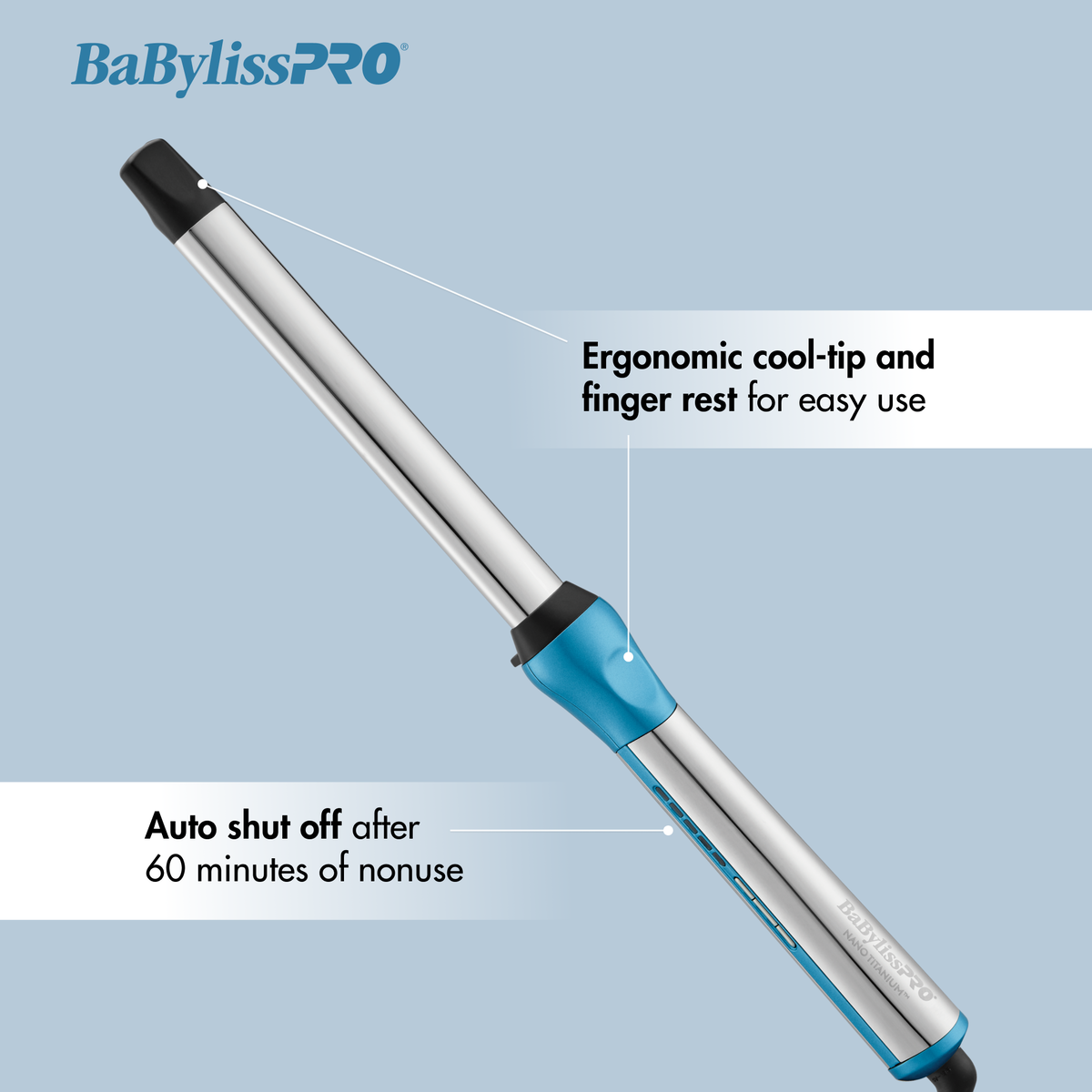 BaBylissPRO&reg; Nano Titanium&trade; 1 1/4" Oval Barrel Wand, , hi-res 2