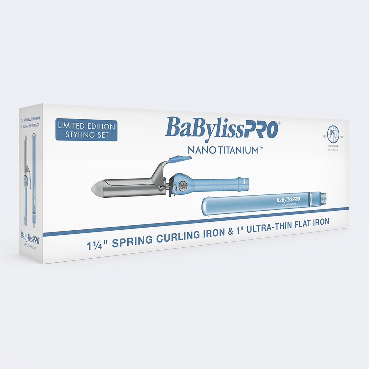 BaBylissPRO&reg; Nano Titanium&trade; 1.25" Spring Curling Iron & 1" Ultra-Thin Flat Iron Gift Set, , hi-res 3