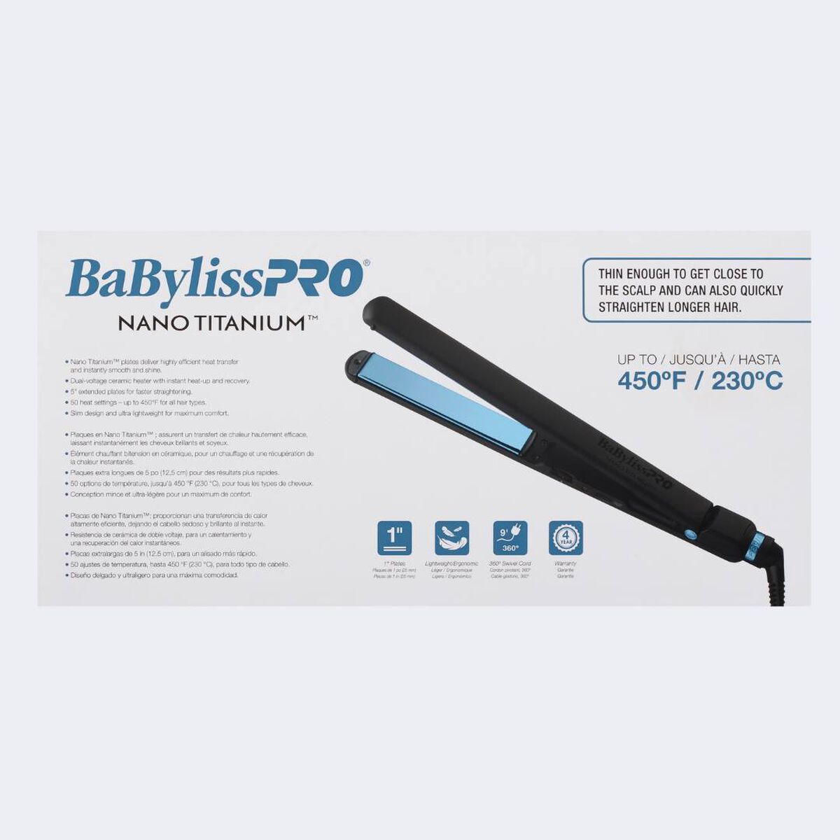 BaBylissPRO&reg; Nano Titanium&trade; Limited Edition Black & Blue 1" Ultra-Thin Flat Iron, , hi-res 7