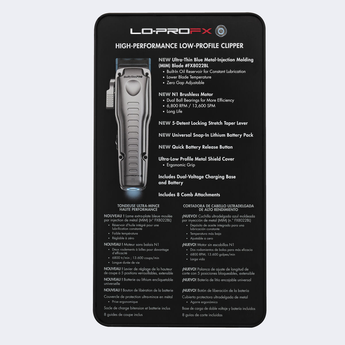 BaBylissPRO&reg; FXONE&trade; Lo-ProFX High Performance Low-Profile Clipper (Silver), , hi-res 4