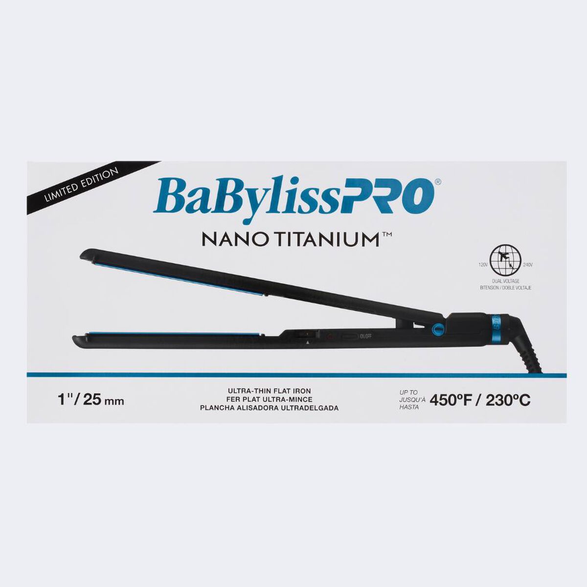 BaBylissPRO&reg; Nano Titanium&trade; Limited Edition Black & Blue 1" Ultra-Thin Flat Iron, , hi-res 5