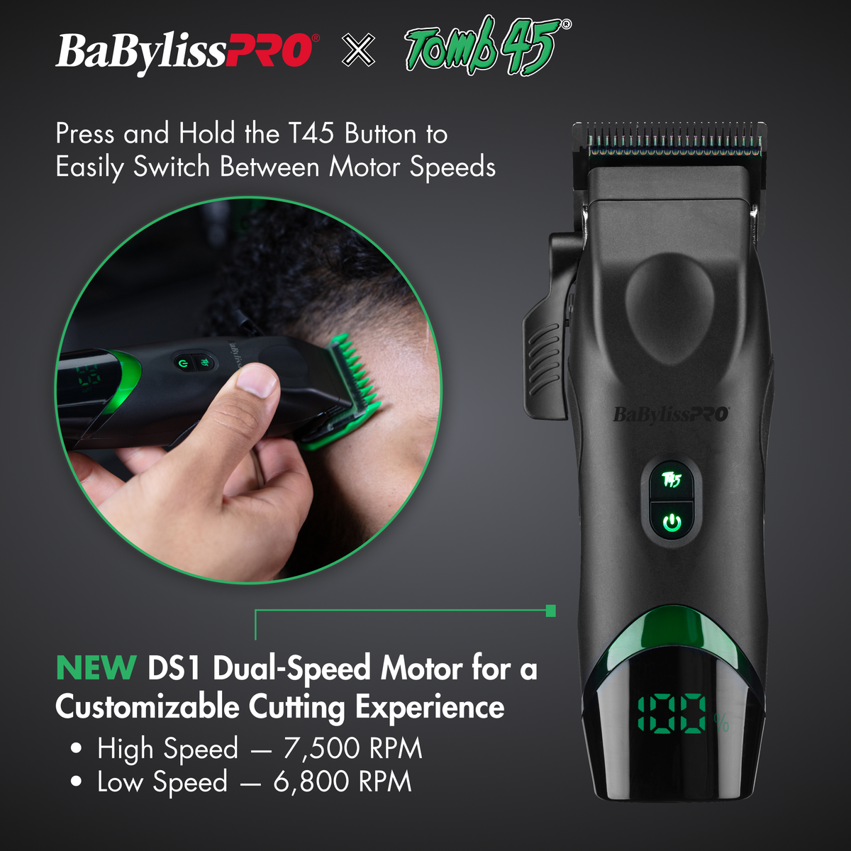 BaBylissPRO&reg; x Tomb45&reg; Wireless-Charging Clipper, , hi-res 4