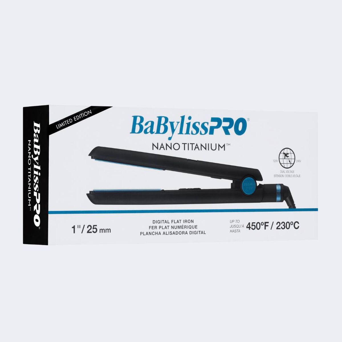 BaBylissPRO&reg; Nano Titanium&trade; Limited Edition Black & Blue 1" Digital Flat Iron, , hi-res 6