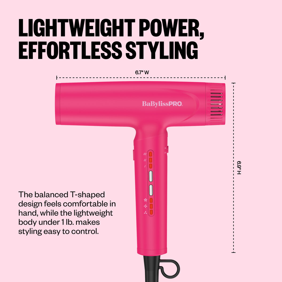 BaBylissPRO&reg; Limited Edition Nano Light High-Speed Ionic Dryer (Hot Pink), , hi-res 7