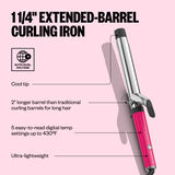 BaBylissPRO&reg; Limited Edition Extended-Barrel 1&frac14;" Curling Iron (Hot Pink), , hi-res 3