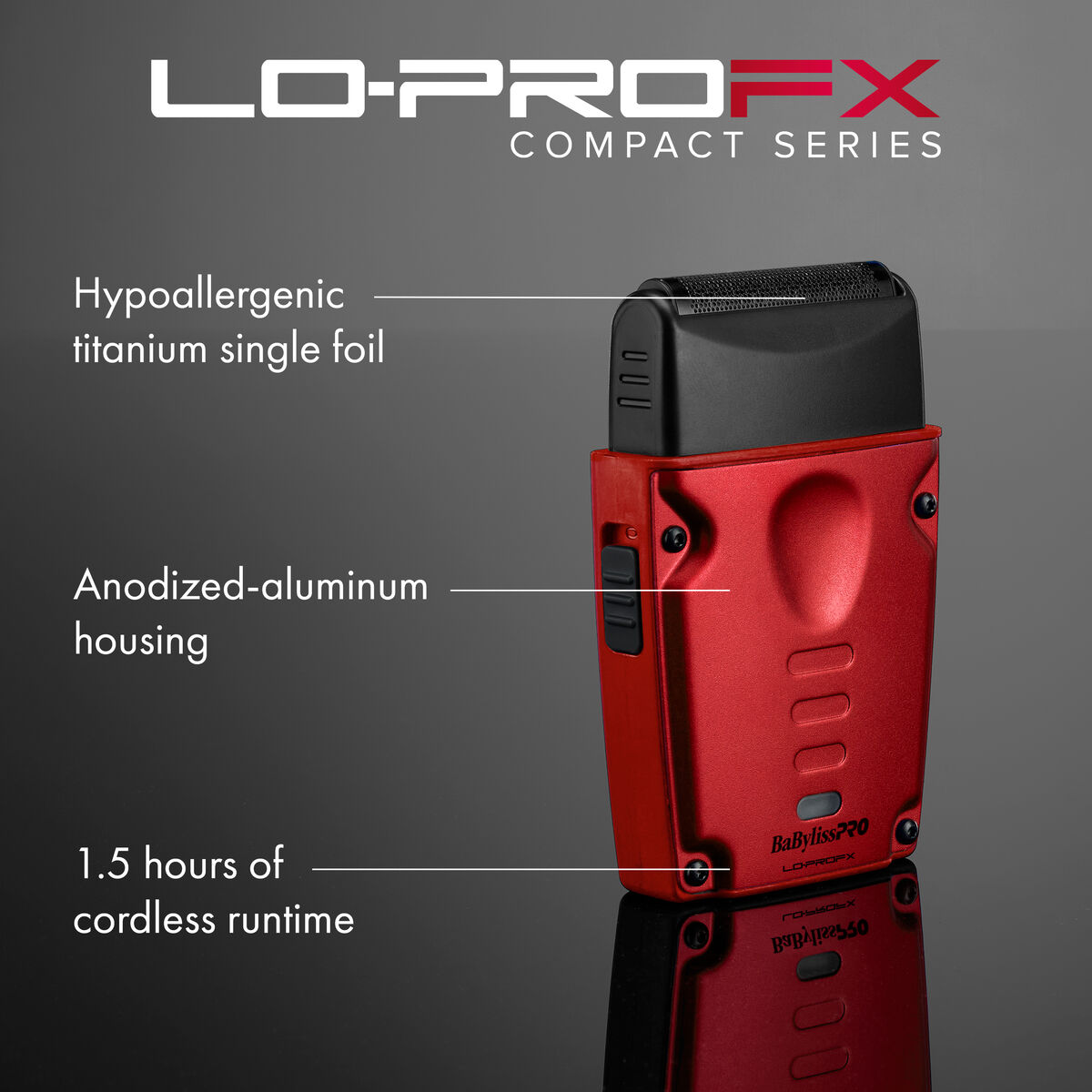BaBylissPRO&reg; Limited Edition LO-PROFX Compact Single-Foil Shaver (Red), , hi-res 4