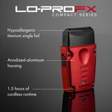 BaBylissPRO&reg; Limited Edition LO-PROFX Compact Single-Foil Shaver (Red), , hi-res 4