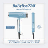 BaBylissPRO&reg; Nano Titanium&trade; Limited Edition Professional Nano Light Dryer & 1" Compact Ultra-Thin Flat Iron Prepack, , hi-res 1