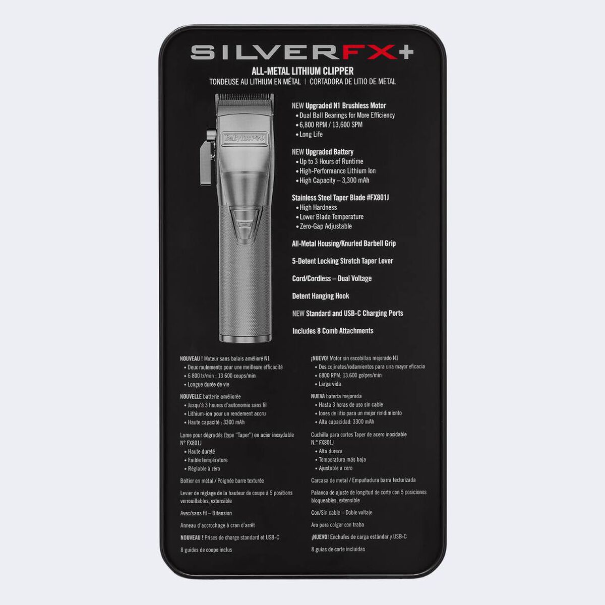 BaBylissPRO&reg; SilverFX+ All-Metal Lithium Clipper, , hi-res 5