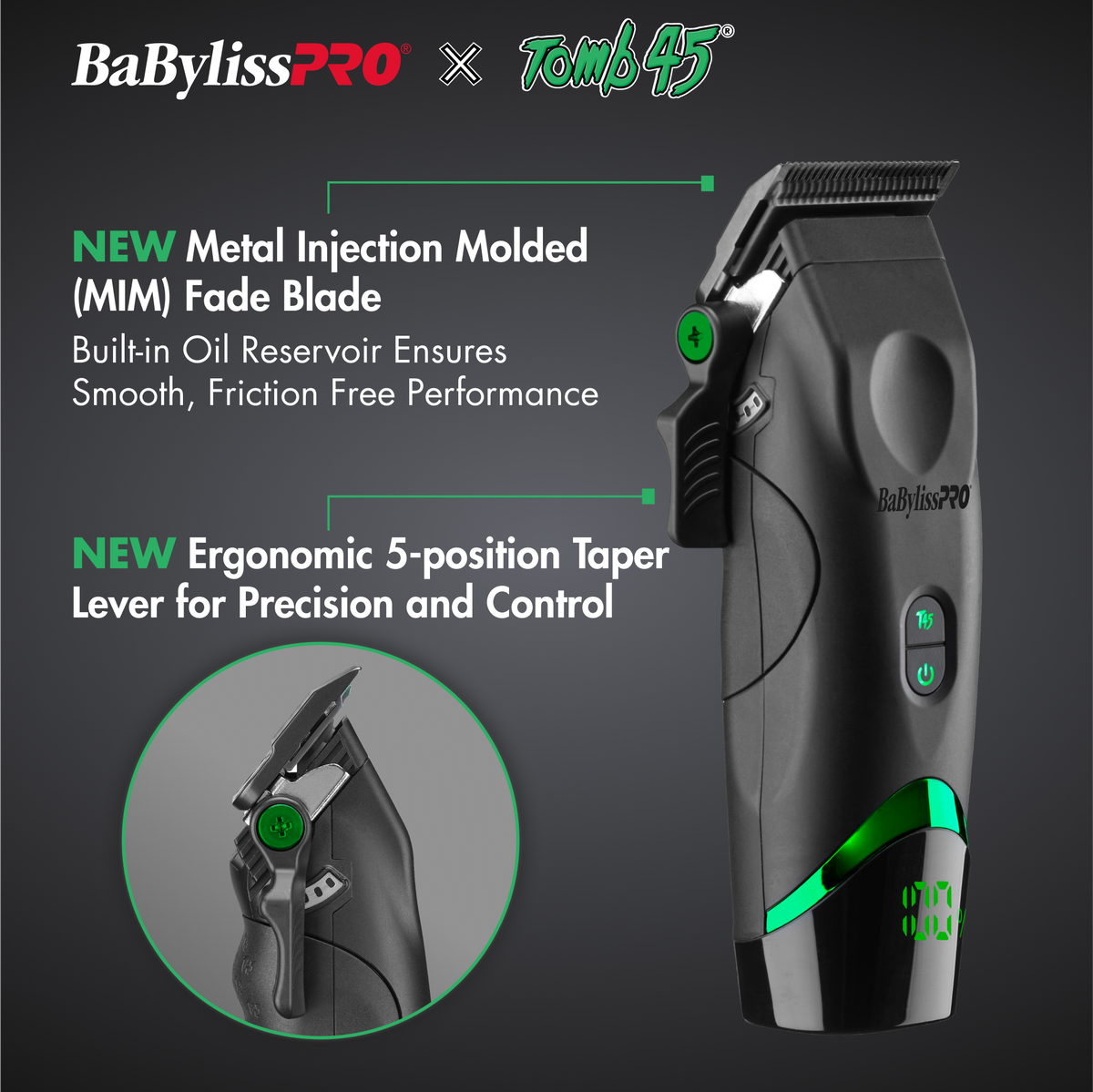 BaBylissPRO&reg; x Tomb45&reg; Wireless-Charging Clipper, , hi-res 5