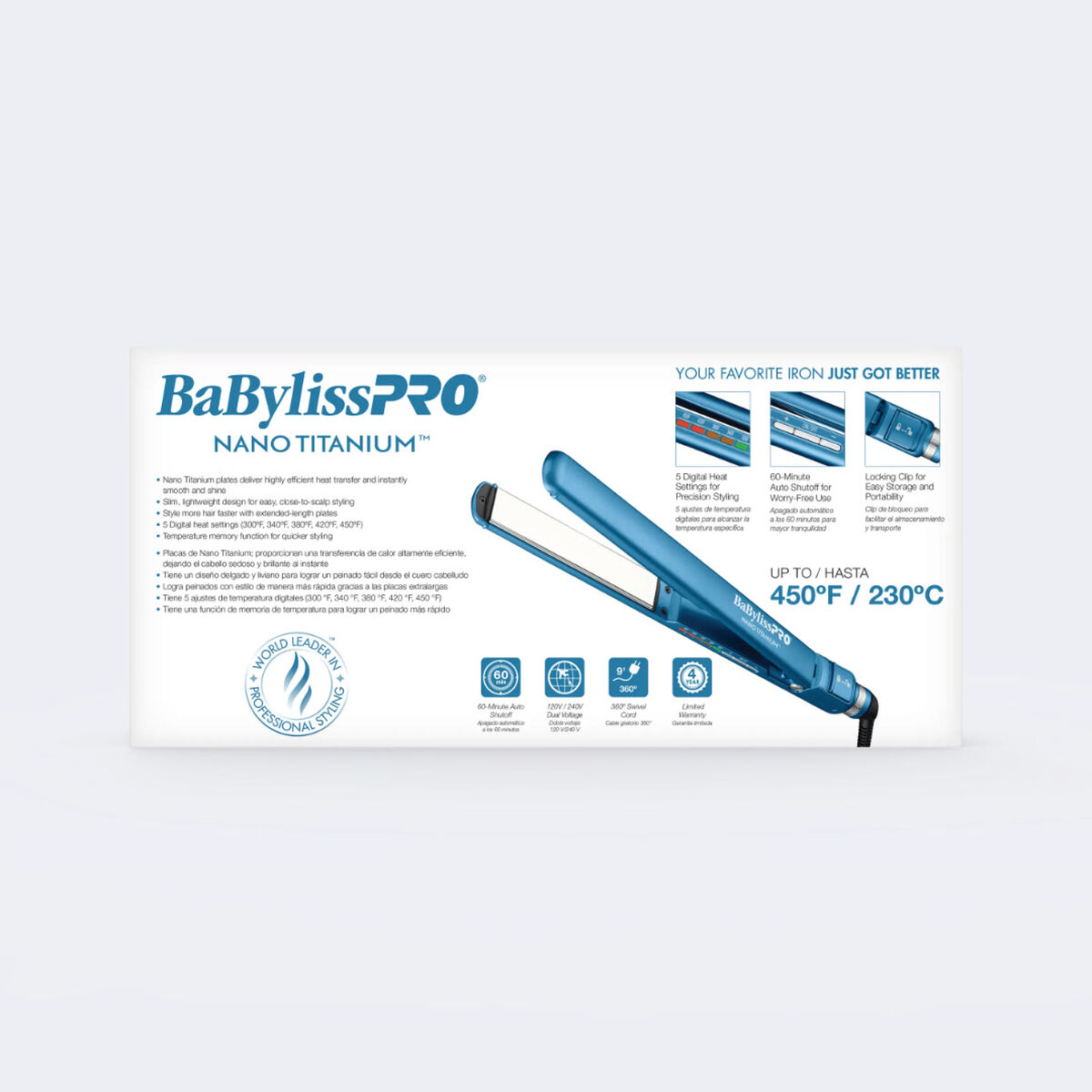 BaBylissPRO&reg; Nano Titanium&trade; 1" Digital Ultra-Thin Flat Iron, , hi-res 5