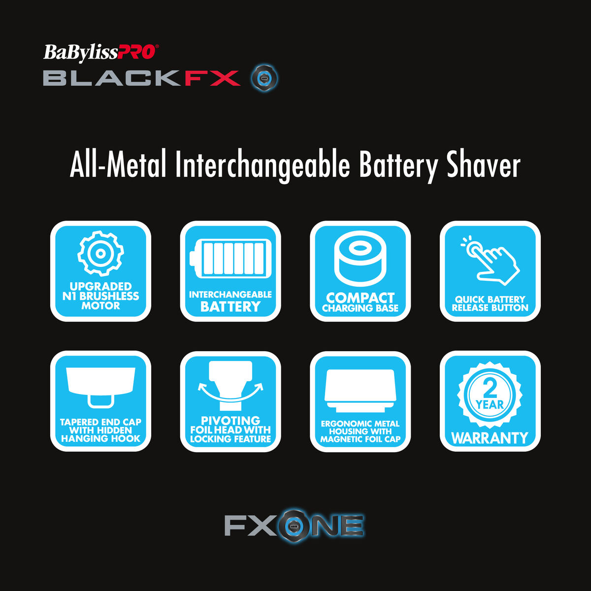 BaBylissPRO&reg; FXONE&trade; BLACKFX  Double Foil Shaver, , hi-res 4