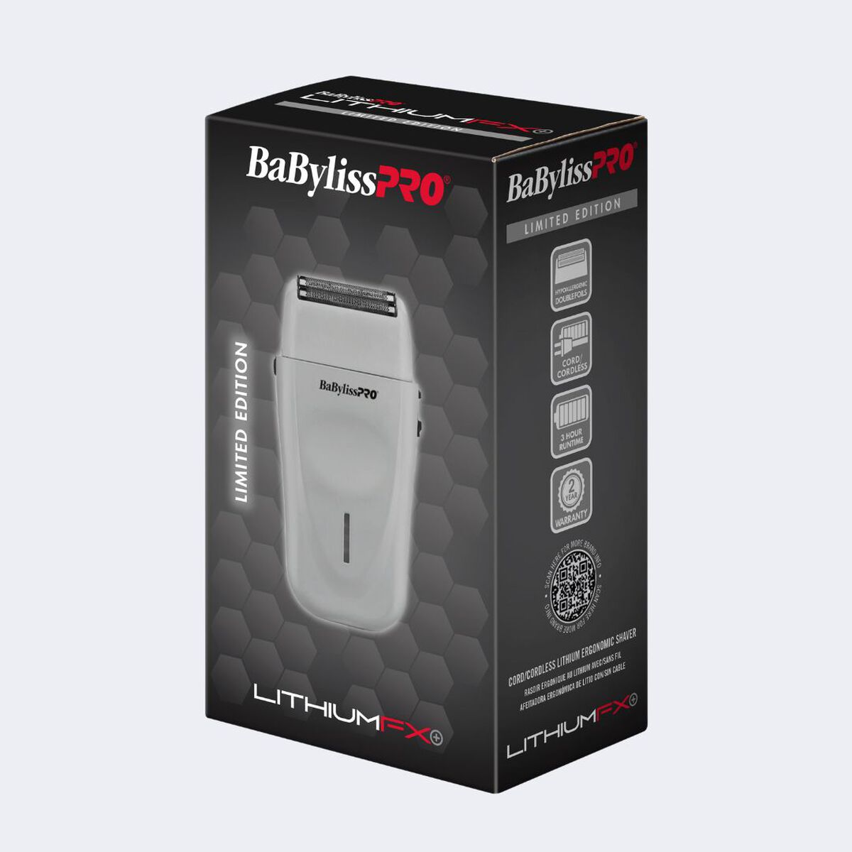 BaBylissPRO&reg; LithiumFX+ Limited Edition Grey Cord/Cordless Lithium Ergonomic Double Foil Shaver, , hi-res 6