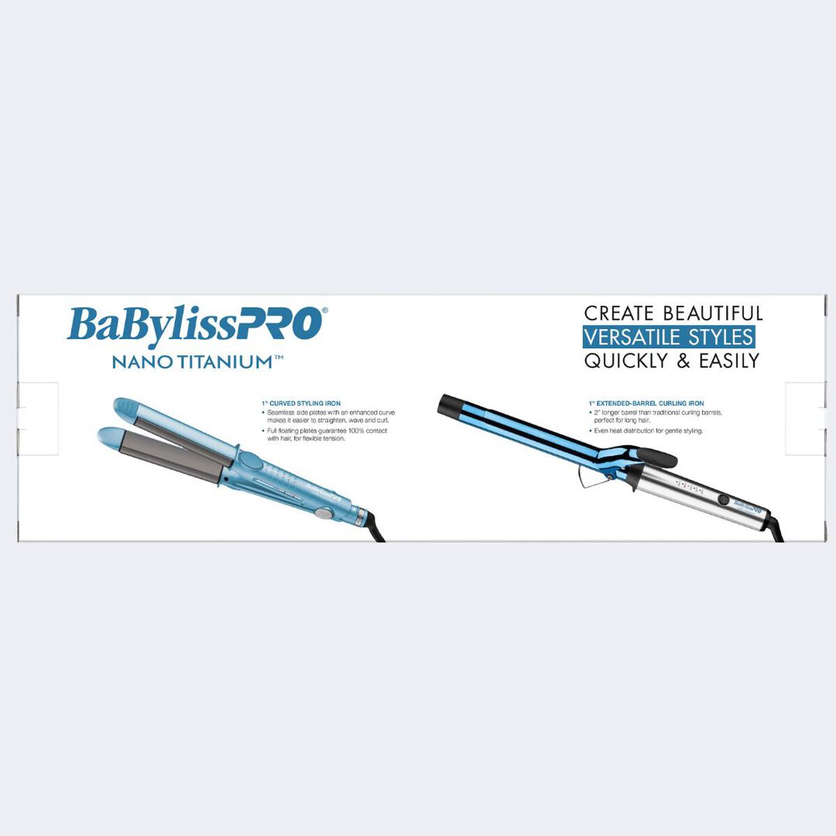 BaBylissPRO&reg; Nano Titanium&trade; 1" Extended-Barrel Curling Iron & 1" Curved Styling Iron Limited Edition Gift Set, , hi-res 4