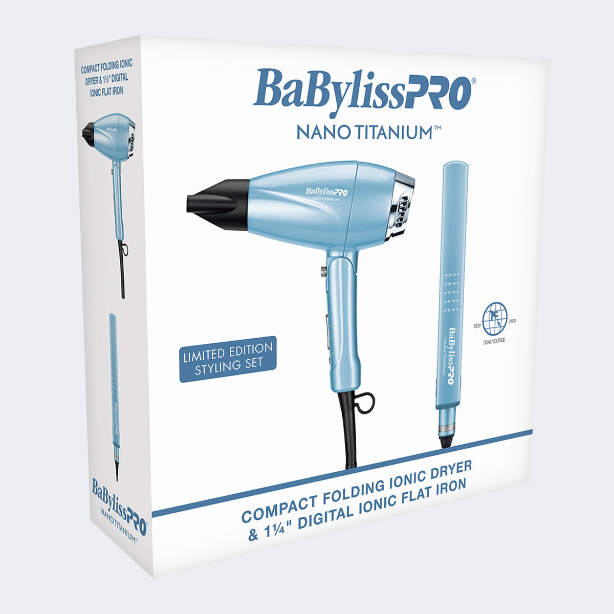 BaBylissPRO&reg; Nano Titanium&trade; Limited Edition Compact Folding Ionic Dryer & 1.25" Digital Ionic Flat Iron Prepack, , hi-res 4