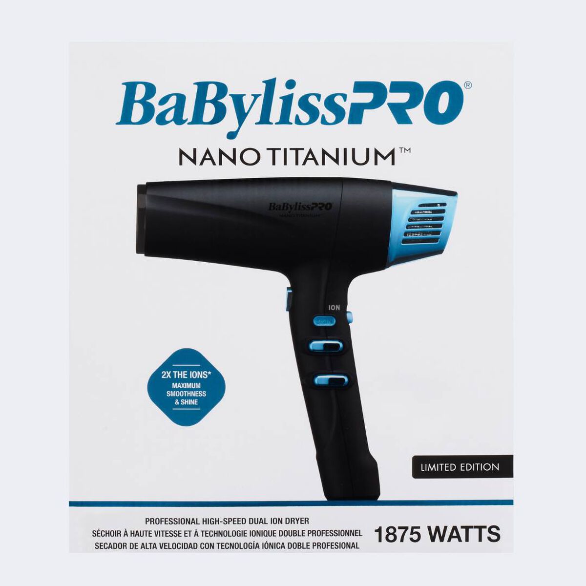 BaBylissPRO&reg; Nano Titanium&trade; Limited Edition Black & Blue Professional High-Speed Dual Ionic Dryer, , hi-res 4