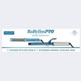 BaBylissPRO&reg; Nano Titanium&trade; 1" Extended-Barrel Curling Iron & 1" Curved Styling Iron Limited Edition Gift Set, , hi-res 1