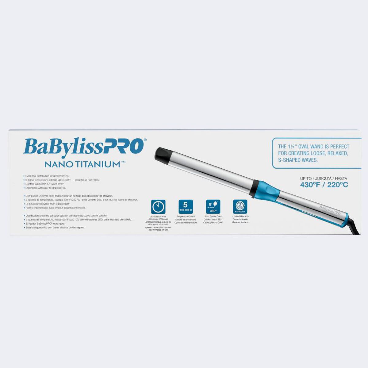 BaBylissPRO&reg; Nano Titanium&trade; 1 1/4" Oval Barrel Wand, , hi-res 10