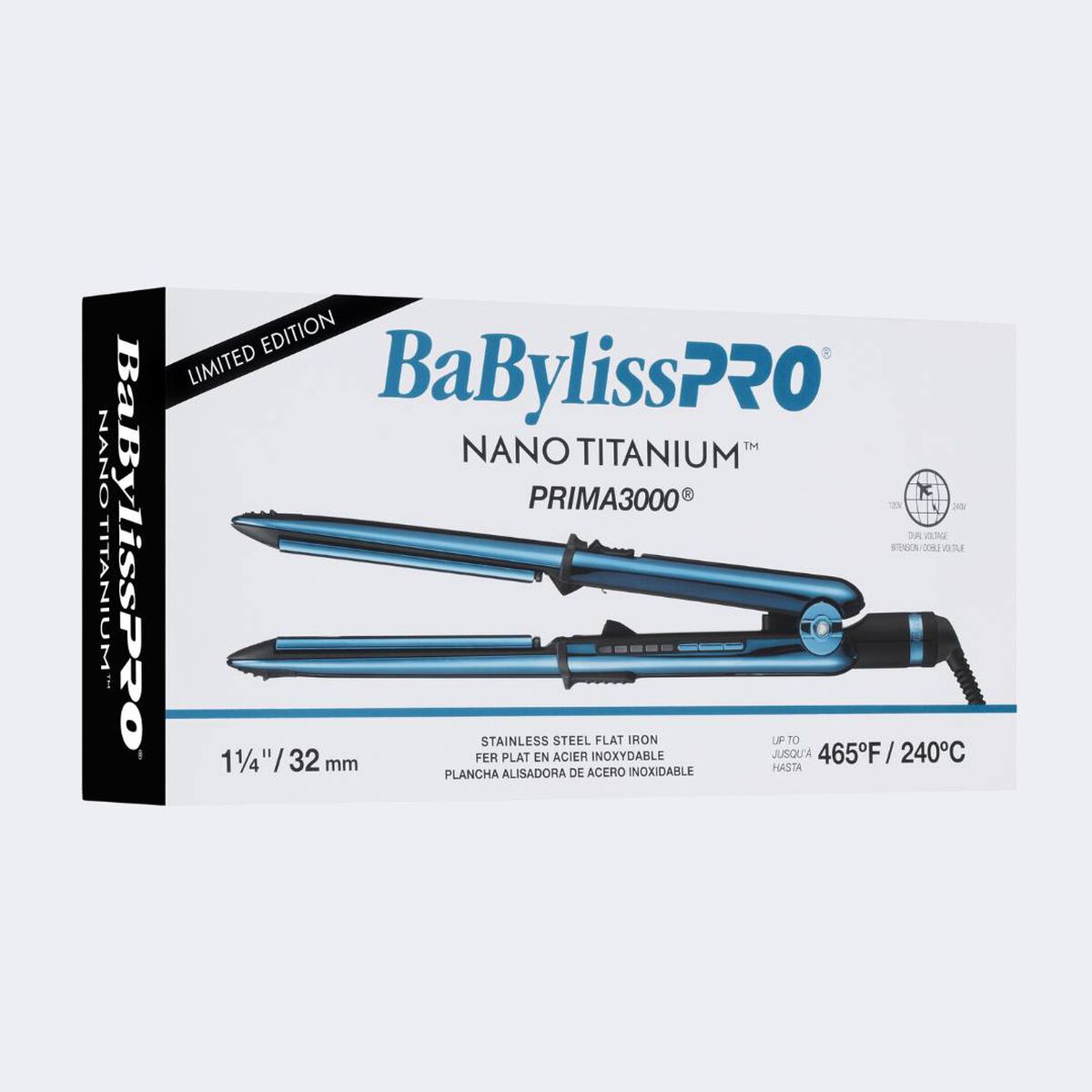 BaBylissPRO&reg; Nano Titanium&trade; Limited Edition Black & Blue 1 1/4" Prima3000&reg; Styling Iron, , hi-res 6
