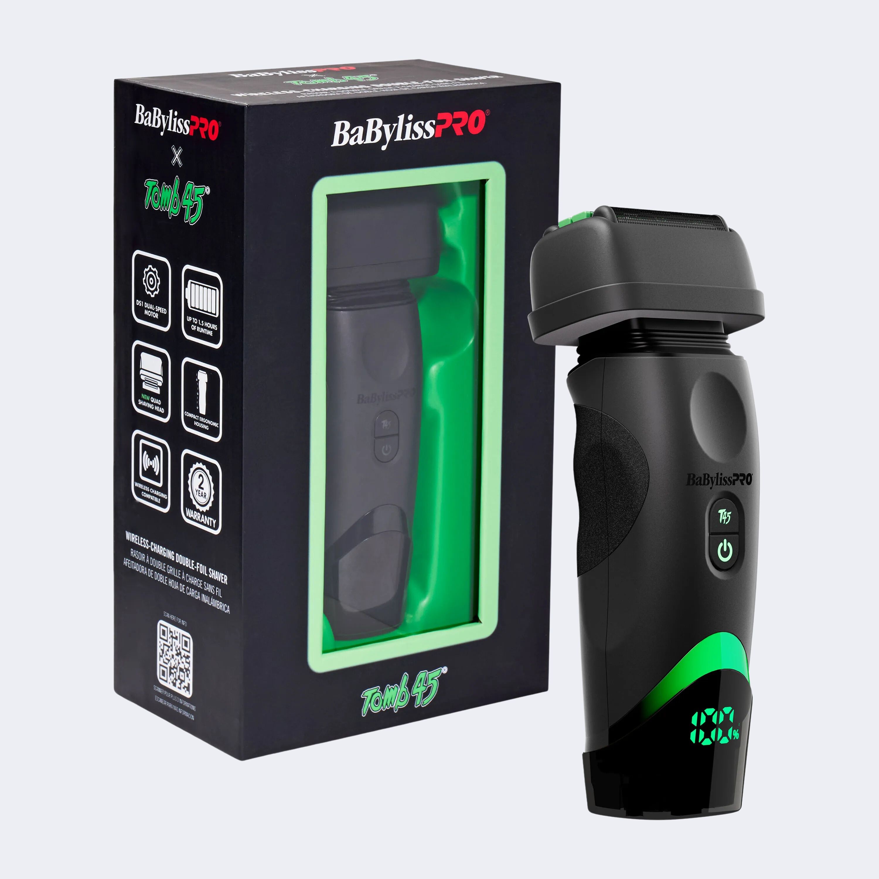 BaBylissPRO x Tomb45® Wireless Charging Double-Foil Shaver