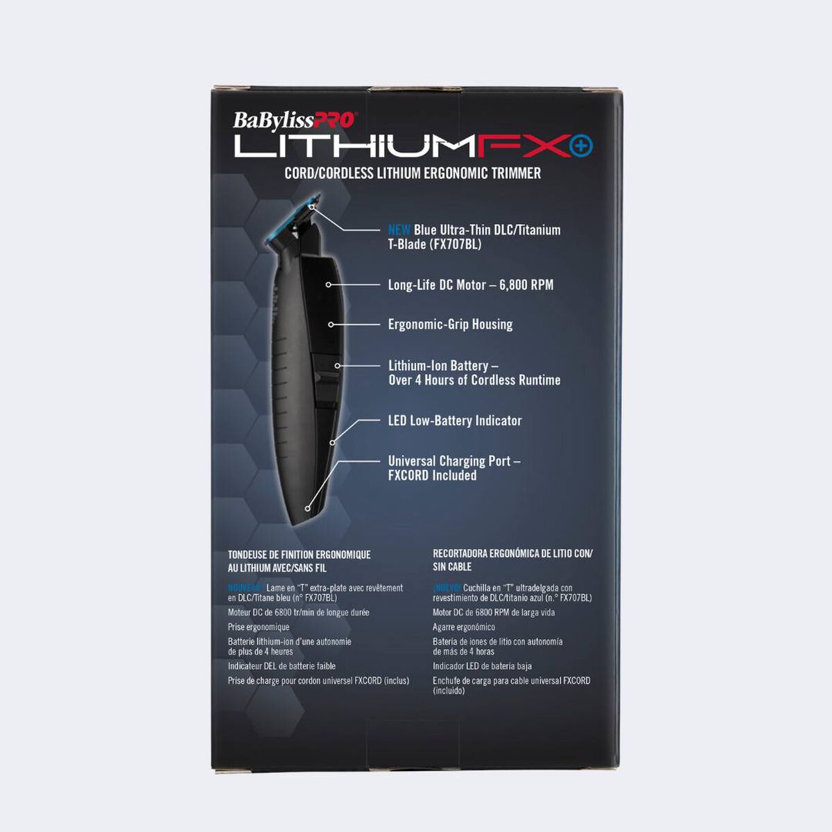 BaBylissPRO&reg; LithiumFX+ Matte Black Cord/Cordless Lithium Ergonomic Trimmer, , hi-res 5
