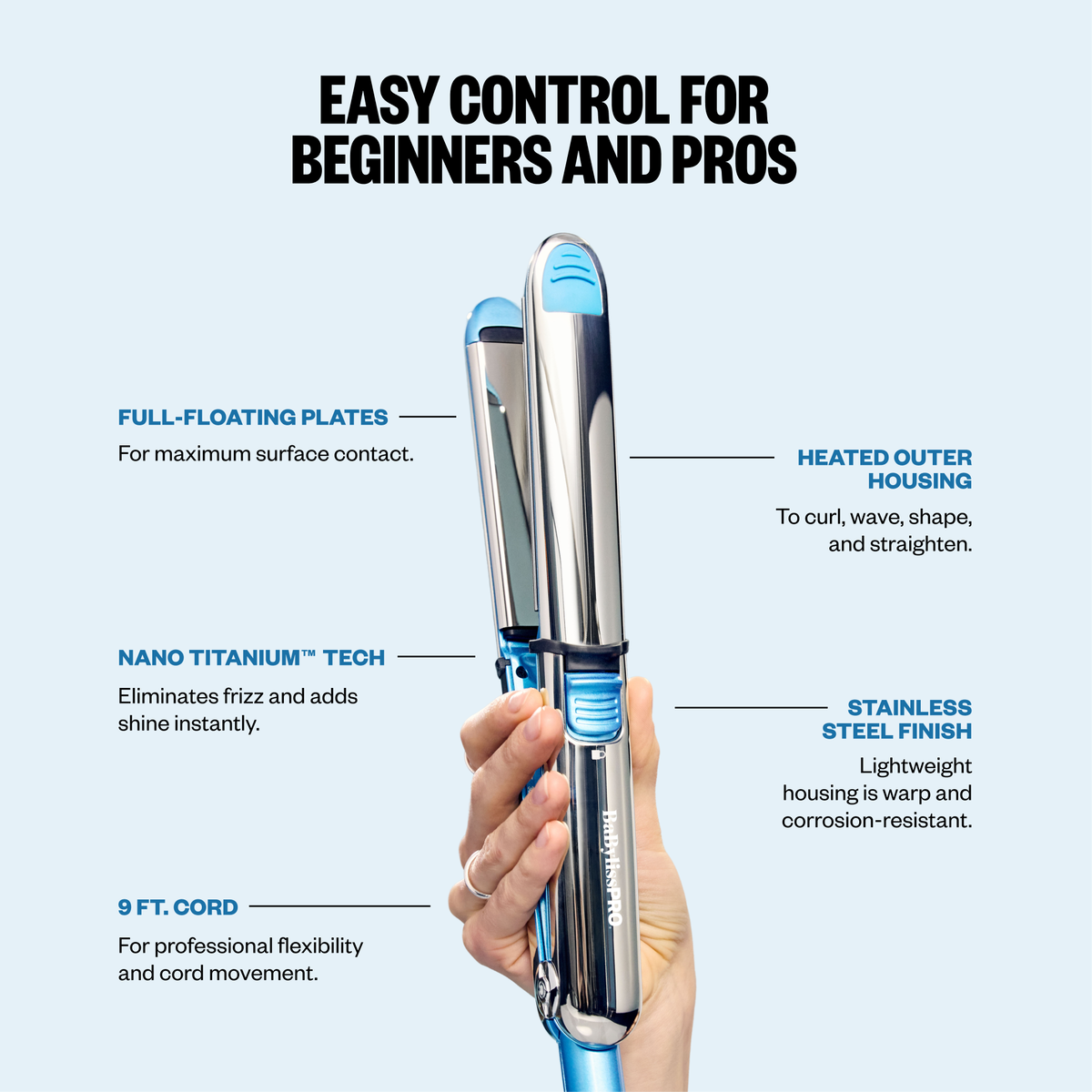 BaBylissPRO&reg; Nano Titanium&trade; Prima3000&reg; 1&frac14;" Ionic Styling Iron, , hi-res 5