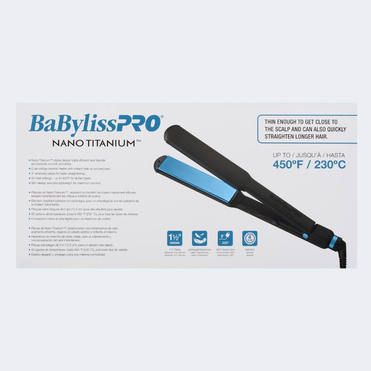 BaBylissPRO&reg; Nano Titanium&trade; Limited Edition Black & Blue 1&frac12;" Ultra-Thin Flat Iron, , hi-res 5