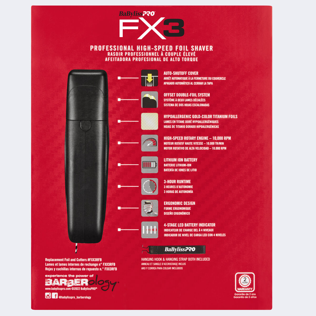BaBylissPRO&reg; FX3 Professional High Speed Foil Shaver, , hi-res 6