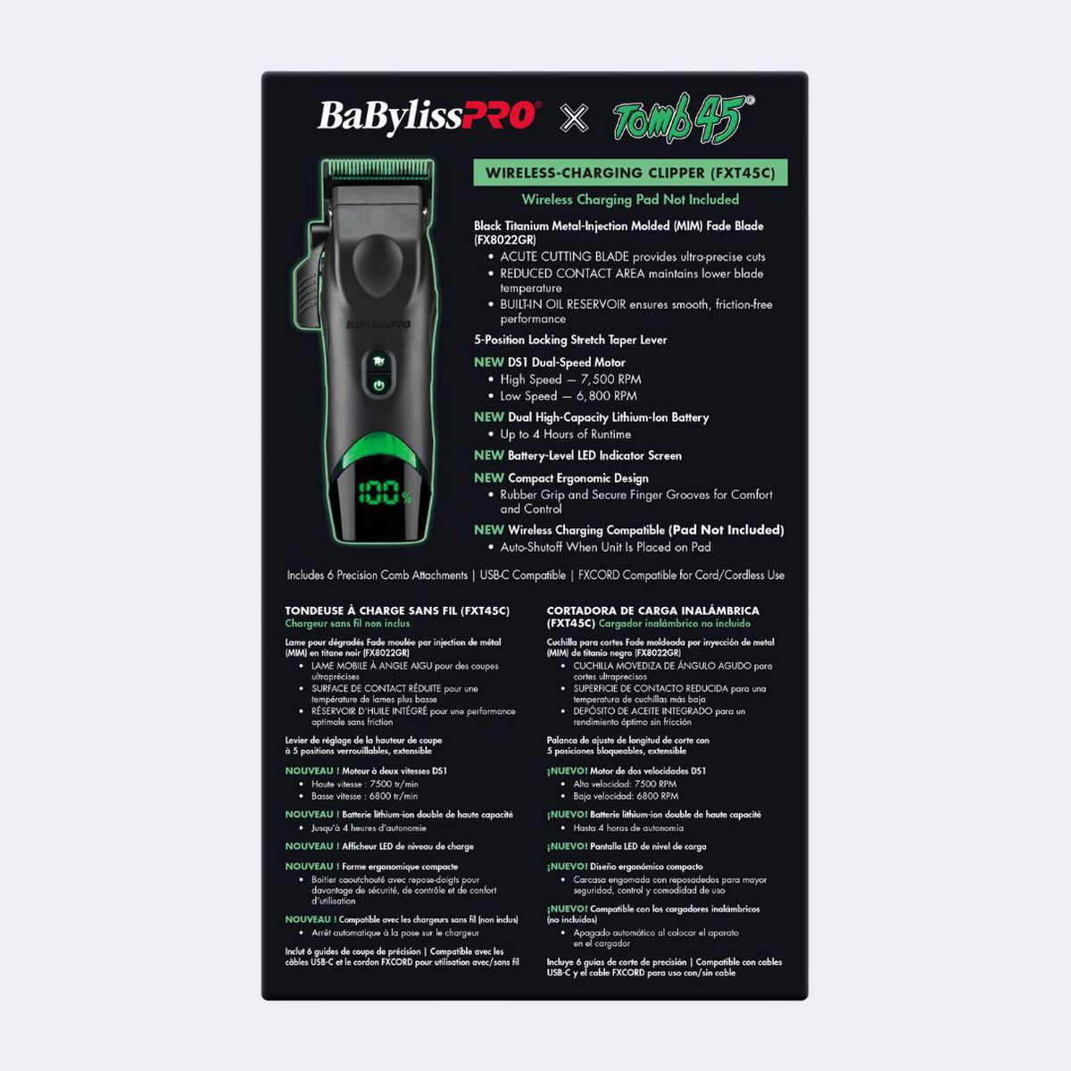 BaBylissPRO&reg; x Tomb45&reg; Wireless-Charging Clipper, , hi-res 15