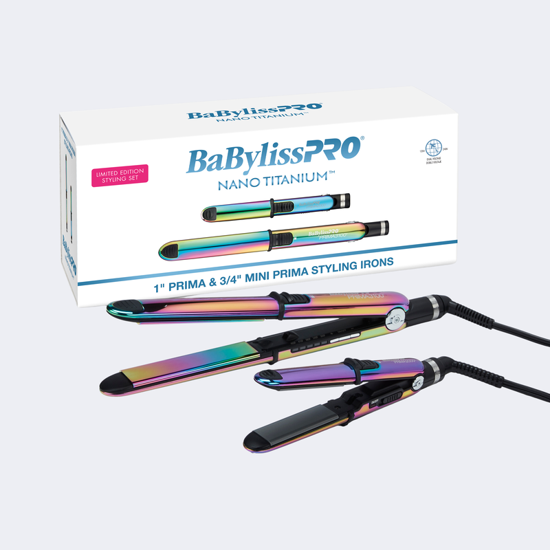 BaBylissPRO&reg; Nano Titanium&trade; Iridescent Prima3100 & Prima2000 Styling Irons Prepack, , hi-res