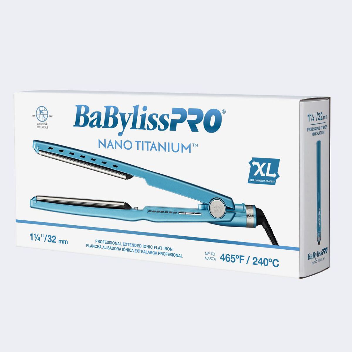 BaBylissPRO&reg; Nano Titanium&trade; Professional Extended 1 1/4" Ionic Flat Iron, , hi-res 6