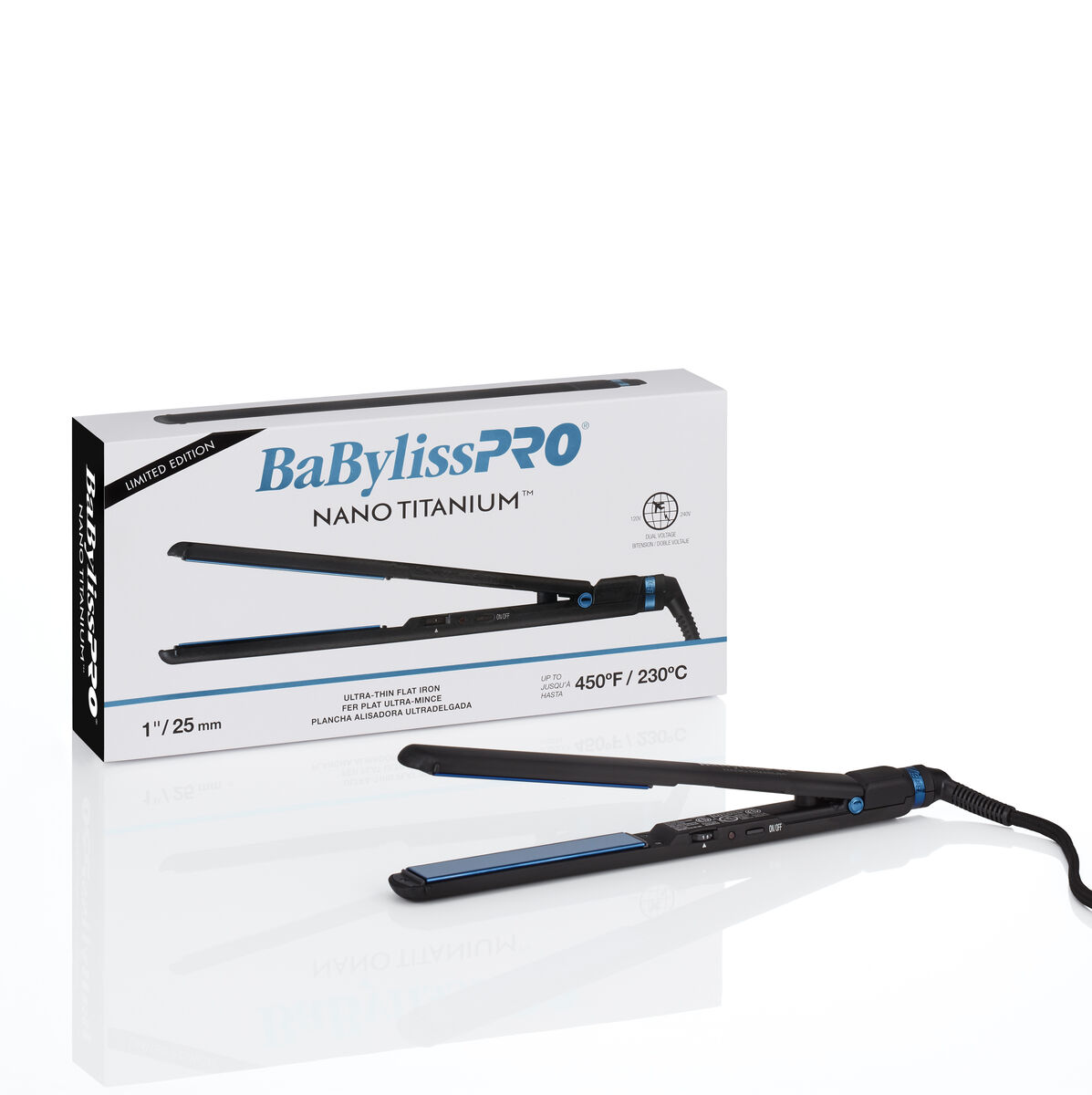 BaBylissPRO&reg; Nano Titanium&trade; Limited Edition Black & Blue 1" Ultra-Thin Flat Iron, , hi-res 4
