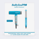 BaBylissPRO&reg; Nano Titanium&trade; Nano Light Ionic Dryer & 1" Ultra-Sleek Styling Iron Prepack, , hi-res 1