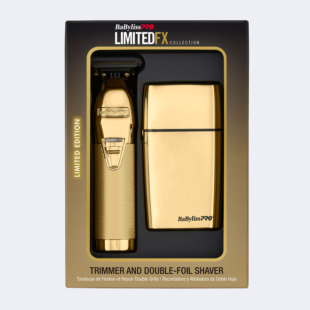 BaBylissPRO&reg; GoldFX All-Metal Trimmer & Double-Foil Shaver Prepack, , hi-res 2