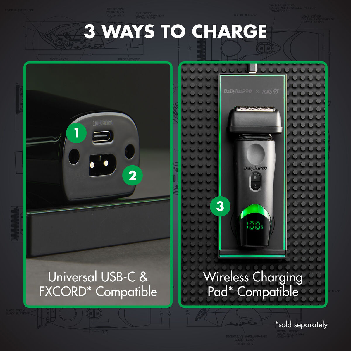 BaBylissPRO&reg; x Tomb45&reg; Wireless Charging Double-Foil Shaver, , hi-res 9
