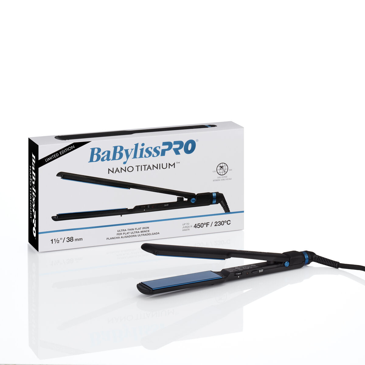 BaBylissPRO&reg; Nano Titanium&trade; Limited Edition Black & Blue 1&frac12;" Ultra-Thin Flat Iron, , hi-res 6