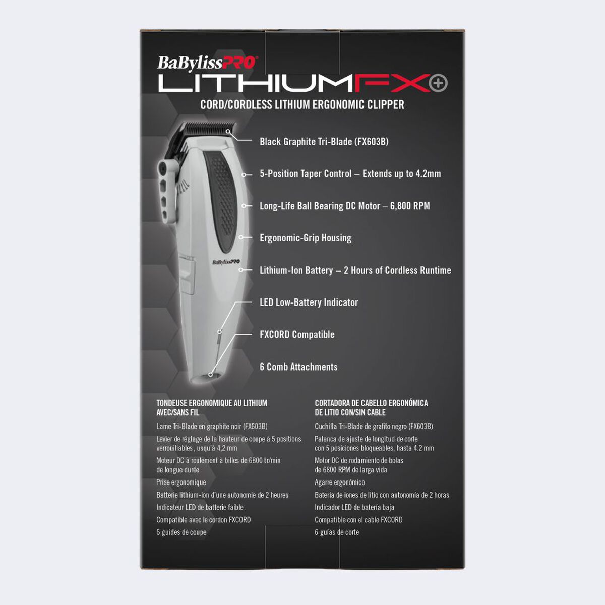 BaBylissPRO&reg; LithiumFX+ Limited Edition Cordless Ergonomic Clipper​, , hi-res 7