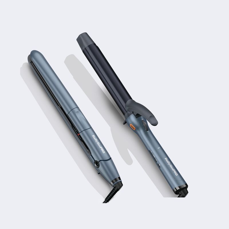 BaBylissPRO&reg; The TrueTension&trade; 1" Flat Iron & The PrecisionGrip&trade; 1&frac14;" Curling Iron Prepack, , hi-res
